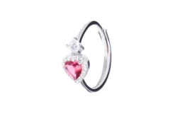 Anello argento con cuore zircone rubino Sovrani