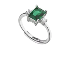 Anello argento con rettangolo zircone smeraldo Sovrani