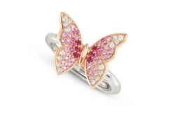 Anello crysalis argento dorato con farfalla di zirconi rosa Nomination