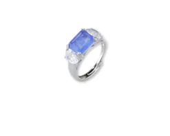 Anello luce argento con cubic zirconia e pietra fusion stone zaffiro Sovrani