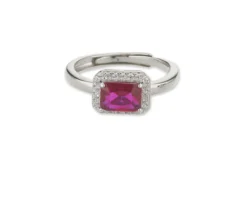 Anello luce argento con cubic zirconia e zircone rubino Sovrani
