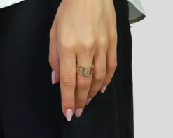Anello luce argento dorato con 5 fasce zigrinate Unoaerre