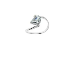 Anello oro 750‰ con acquamarina goccia e diamanti Selezione zanolli