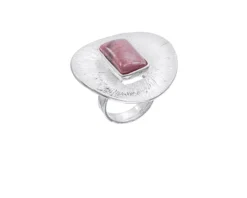 Anello space argento tondo zigrinato e zircone garnet Selezione zanolli