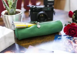 Astuccio tondo case pelle verde Selezione zanolli