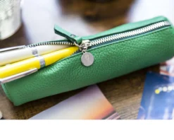 Astuccio tondo case pelle verde Selezione zanolli