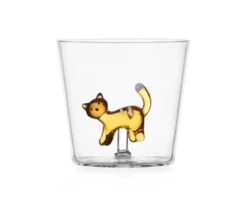 Bicchiere tumbler tabby cat gatto ambra strisce bianche Ichendorf