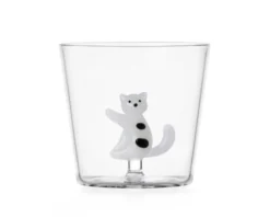 Bicchiere tumbler tabby cat gatto bianco macchie nere Ichendorf