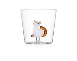 Bicchiere tumbler tabby cat gatto bianco coda ambra Ichendorf