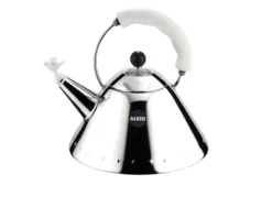 Bollitore 9093 acciaio con manico bianco Alessi