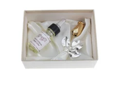 Bomboniera rosetta bocciolo oro silver plated con essenza e scatola Selezione zanolli