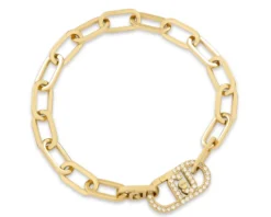 Bracciale acciaio dorato catena chiusura logo con zirconi Liu jo