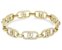Bracciale acciaio dorato logo con zirconi Liu jo