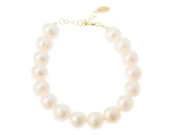 Bracciale argento con perle di fiume e chiusura dorata Selezione zanolli