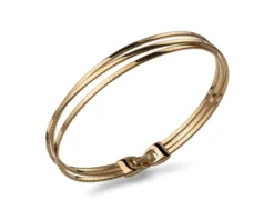 Bracciale argento dorato a tre fasce zigrinate Unoaerre