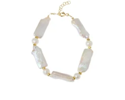 Bracciale argento dorato con perle alternate Selezione zanolli
