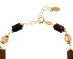 Bracciale argento dorato con chicco satinato, occhio di tigre e ceramica Selezione zanolli