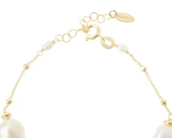 Bracciale argento dorato con chicco satinato e perle di fiume barocche Selezione zanolli