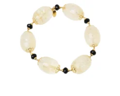 Bracciale argento dorato con citrino e agata nera Luisa della salda