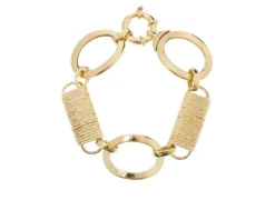 Bracciale argento dorato con ovali lisci e elementi diamantati Selezione zanolli