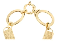 Bracciale argento dorato con ovali lisci e elementi diamantati Selezione zanolli