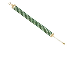 Bracciale argento dorato con 5 fili di zirconi verdi Selezione zanolli