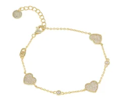 Bracciale argento dorato tre cuori con zirconi Liu jo