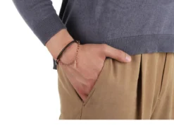 Bracciale argento e caucciù con catena rolò e pendente croce Selezione zanolli