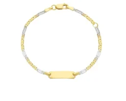 Bracciale bimbo oro 750‰ giallo e bianco con piastrina Selezione zanolli