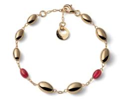 Bracciale boule argento dorato e corallo Unoaerre