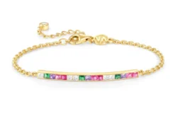 Bracciale carismatica argento dorato con barretta centrale e zirconi multicolore Nomination