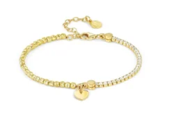 Bracciale chic&charm argento dorato con pendente cuore e zirconi bianchi Nomination