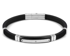 Bracciale city energy acciaio e caucciu con zirconi Nomination