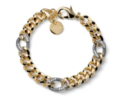 Bracciale classica in bronzo dorato con zirconi Unoaerre