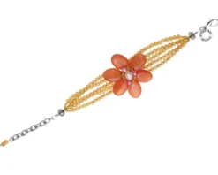 Bracciale con fiore centrale, cristalli, agata e madreperla Ottaviani