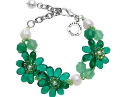 Bracciale con perle, cristalli e perline verdi Ottaviani