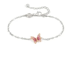 Bracciale crysalis argento dorato con farfalla di zirconi rosa Nomination