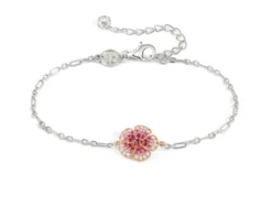 Bracciale crysalis argento dorato con fiore di zirconi rosa Nomination