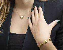 Bracciale cuore ottone finitura oro Sovrani