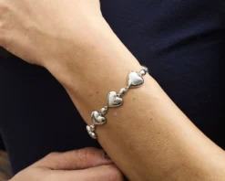 Bracciale cuore ottone finitura rodio Sovrani