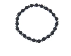 Bracciale elastico argento brunito con pietra lavica Selezione zanolli