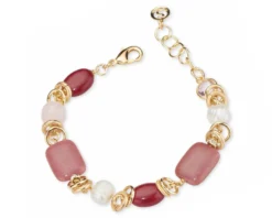 Bracciale fabiane ottone finitura dorata con perle di fiume e giada Sovrani