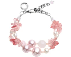 Bracciale 2 fili con agata, perle e quarzo rosa Ottaviani