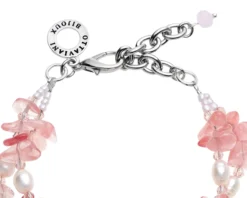 Bracciale 2 fili con agata, perle e quarzo rosa Ottaviani