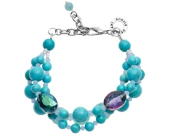 Bracciale 3 fili turchese, cristalli e perline Ottaviani