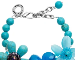 Bracciale fiori con agata turchese e cristalli Ottaviani