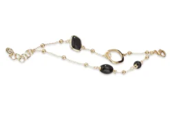 Bracciale isabelle ottone dorato con onice e cristalli occhio di gatto nero Sovrani
