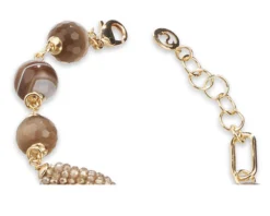 Bracciale julienne ottone dorato con occhio di gatto e agata marrone Sovrani