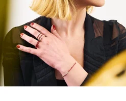 Bracciale luce argento rosè con cubic zirconia e zirconi rubino Sovrani