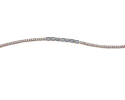 Bracciale luce argento rosè con cubic zirconia e zirconi acquamarina Sovrani